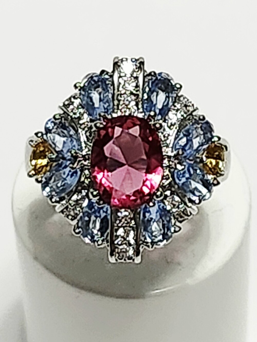 2.70 cttw Pink Topaz Tanzanite Citrine Multistone Sterling Silver Ring size 6.5 - Picture 5 of 10